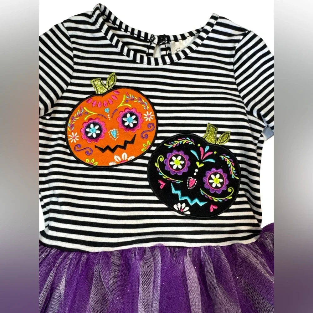 Emily Rose Baby Halloween Dress 18M Sugar Skull Pumpkin Tutu Black Purple